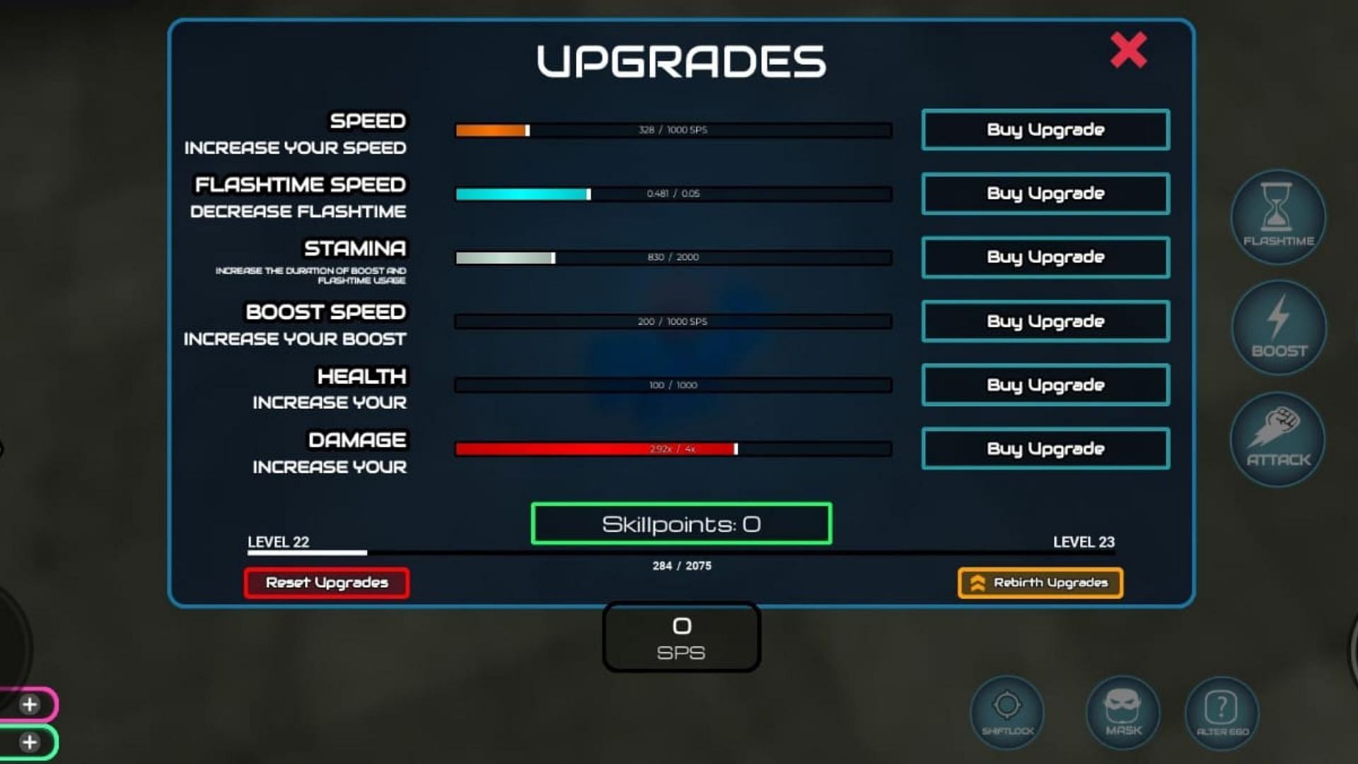 The Upgrades menu (Image via Roblox)